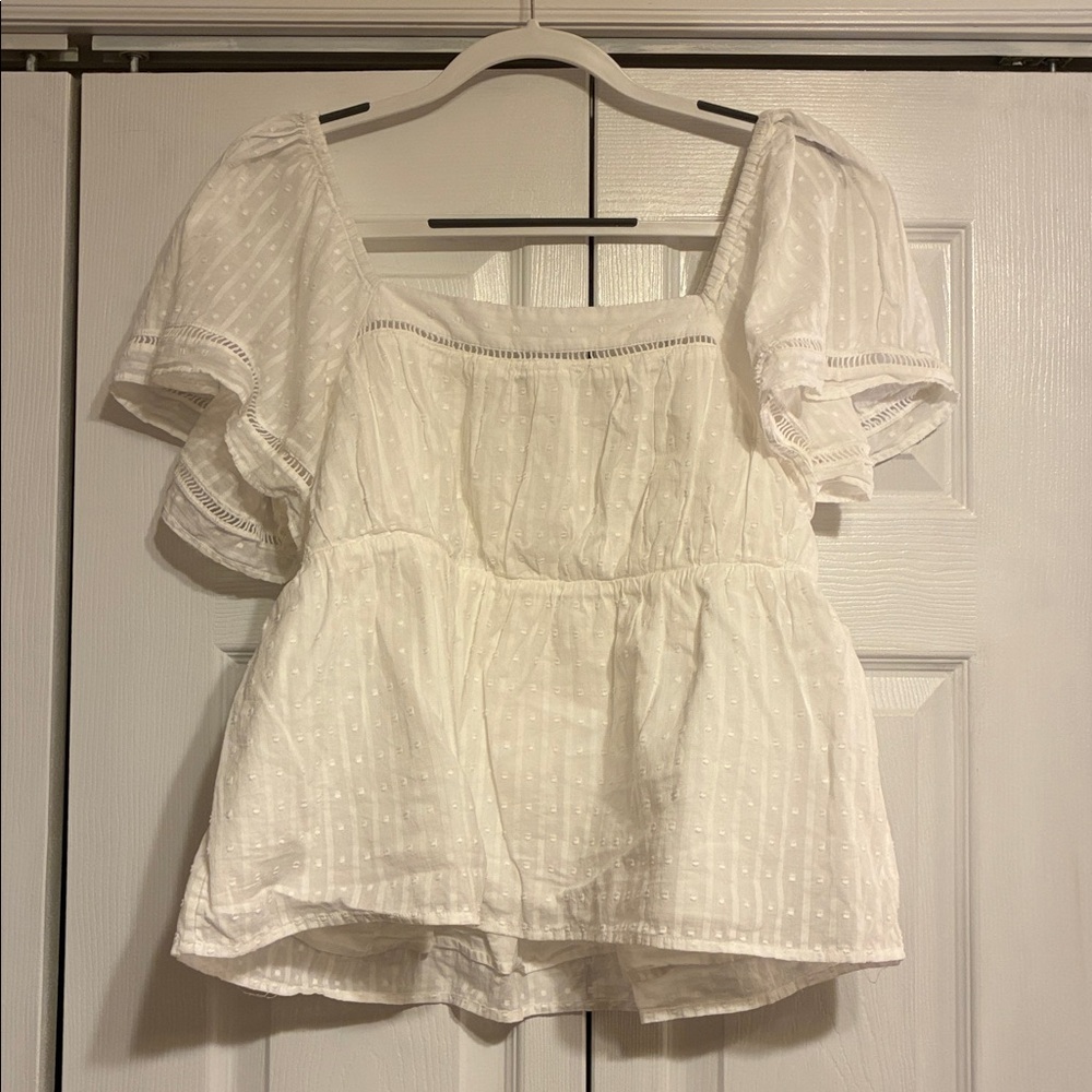 LOFT White Eyelet Blouse